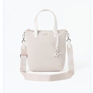 NWOT New Agnes B. Small Beige Nylon leather Crossbody Handbag Purse Tote Bag